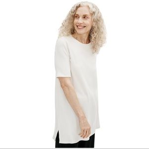 EILEEN FISHER [TEXTURED STRETCH RIB ROUND NECK TUNIC] || SIZE S ||